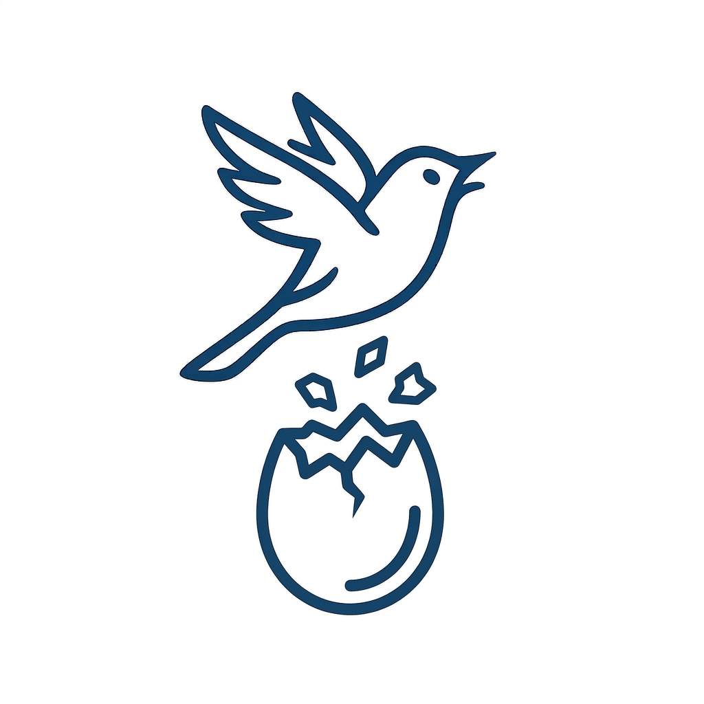 A bird hatching from an egg